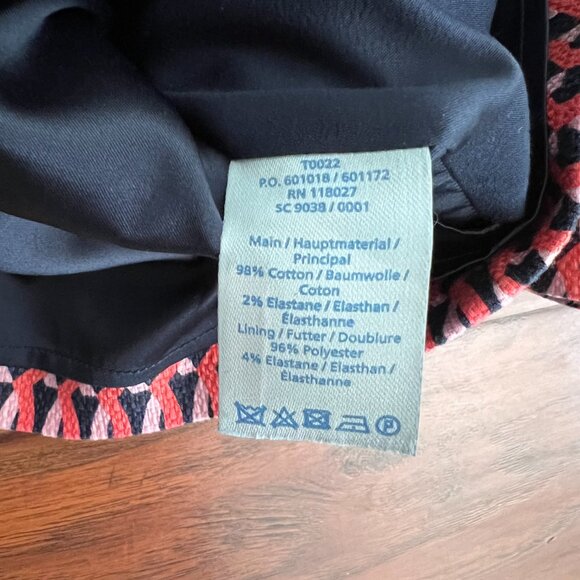 Boden Pencil Skirt Geometric Textured Jacquard blue red pink sz 4 - Picture 3 of 6